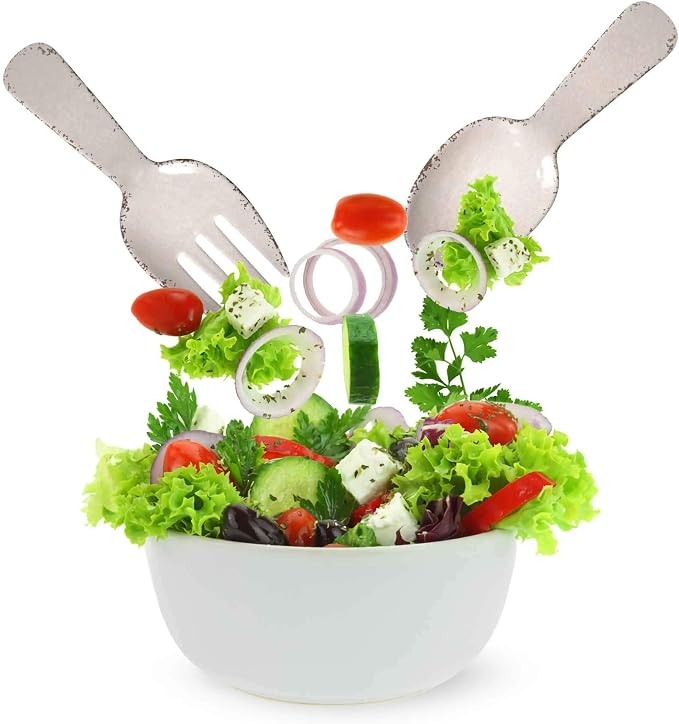 Crackle Melamine Salad Servers, Serving Utensil Set, Includes Serving Fork and - Image 3