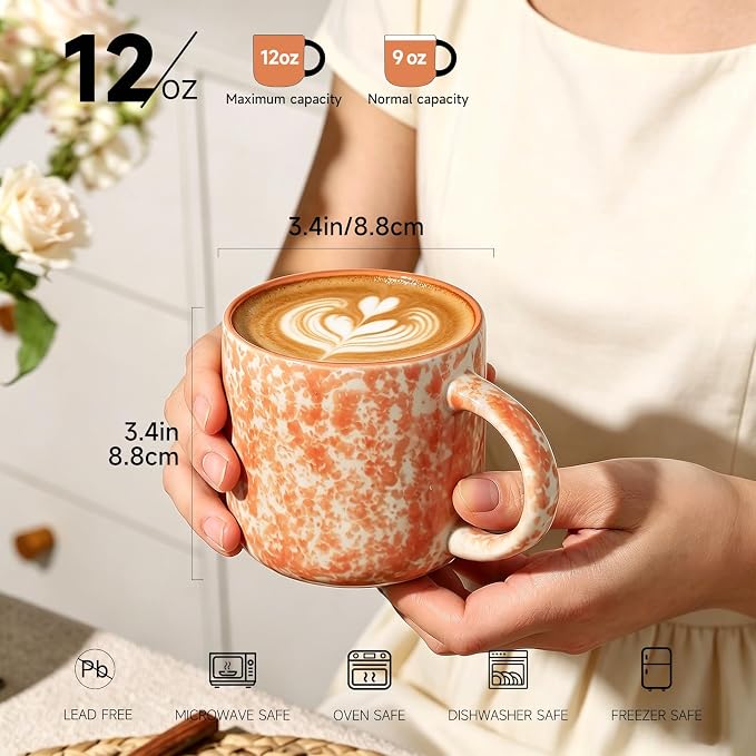 MONITO 12oz Coffee Mugs Set of 6, Modern Ceramic Mugs - Image 2