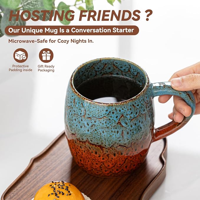 Handmade 22oz Ceramic Coffee Mug, Ergonomic Large Handle, Ideal Gift - Image 4
