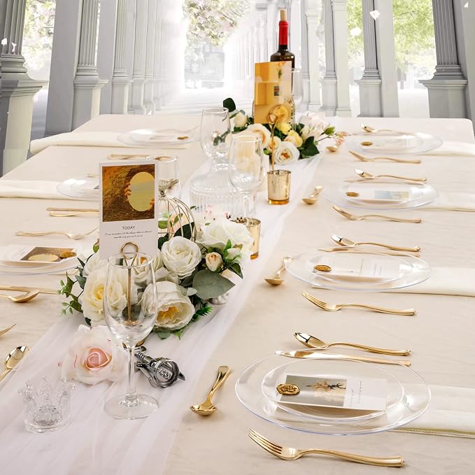 100pcs Clear Plastic Plates for Party - Image 7