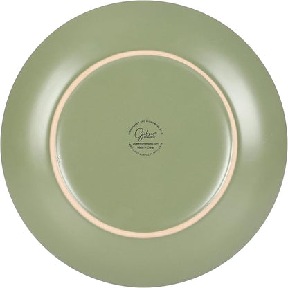 Gibson Home Queenslane 16-Piece Matte Green Stoneware Dinnerware Set – Double - Image 9
