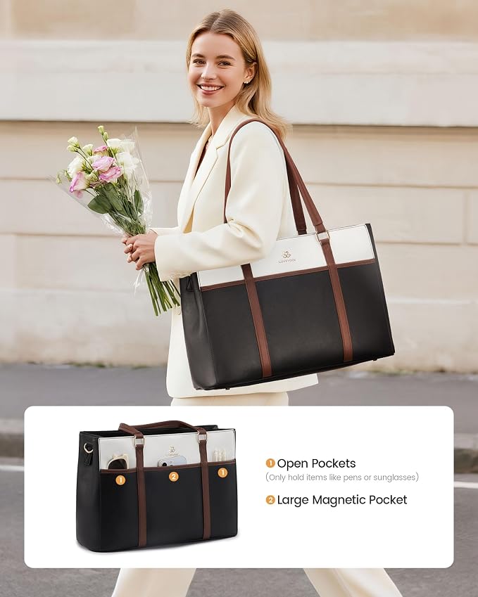LOVEVOOK Lunch Bag for Women, Work Laptop Tote Bag - Image 3