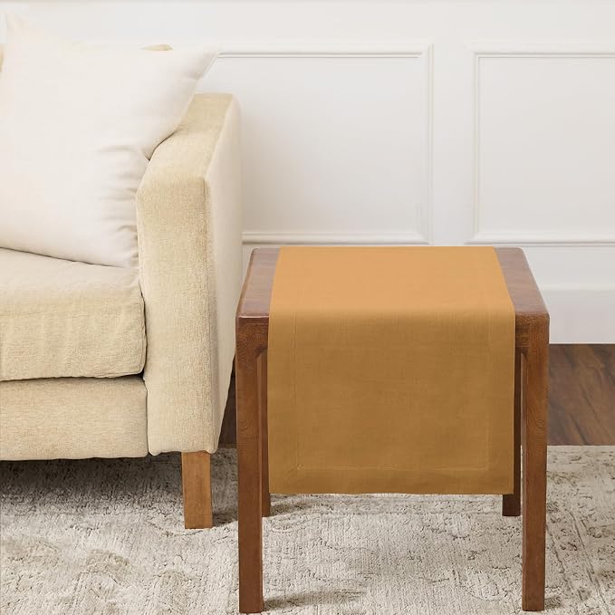 Solino Home 100% Pure Linen Table Runner Caramel Woven, Fete 14 x 36 in | Table by SolinoHome