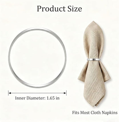 12Pcs Simple Silver Round Napkin Rings, Metal Decorative Table Napkin Holders - Image 3
