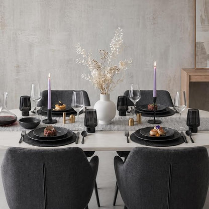 Bowl Set of 6, 20.4 oz Matte Marble Pattern Stoneware Soup Bowls | Black - Image 9