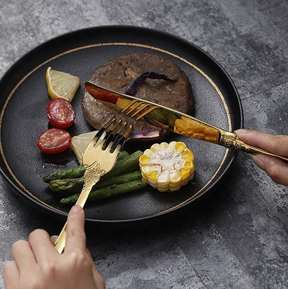 Gold Silverware Set for 16 Durable 18/10 Stainless Steel Flatware Set Palace Style Modern Cutlery Utensils Set 64 Piece Include Knives Forks and Spoons Tableware Set for Home Kitchen Restaurant