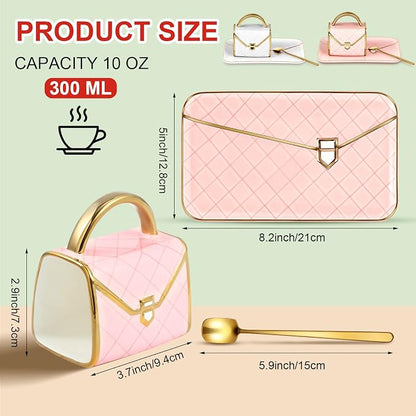 Zubebe 2 Sets Coffee Mug Elegant Handbag Shaped Cup Modern Ceramic Purse Mug - Image 2