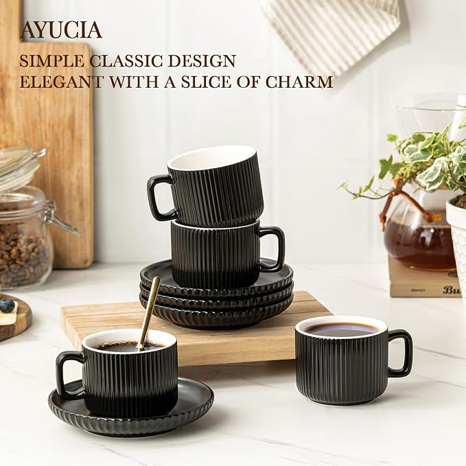 5 Ounce Espresso Cups Set of 4, Small Coffee Cups - Image 2