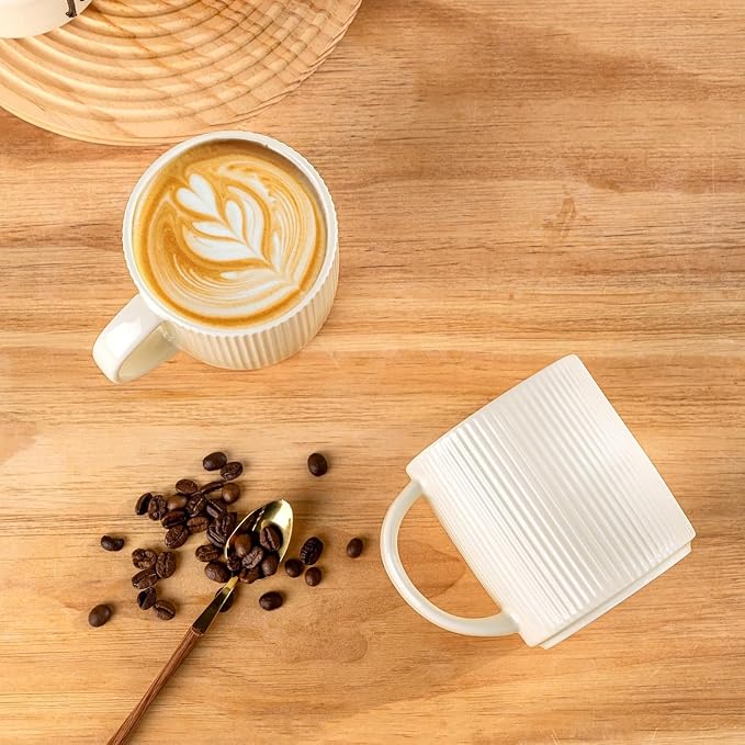 theterra Ceramic Coffee Mugs Set of 4, 14.2 oz Coffee Cups - Image 3