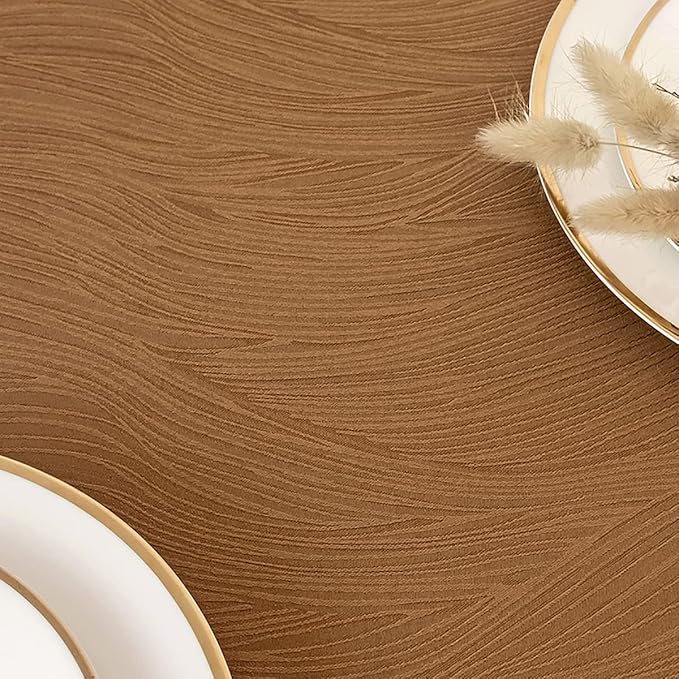 maxmill Fall Round Tablecloth Swirl Design Spillproof Wrinkle Free Heavy Weight Soft Table Cloth Decorative Fabric Tabletop for Harvest Celebration Thanksgiving Dinner Round 90 Inch, Fall Leaf