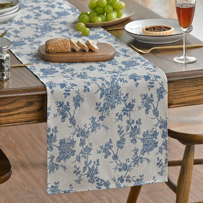Artoid Mode Dark Grey 13x60 Inch Chinoiserie Table Runner | Monochrome sketch - Image 3