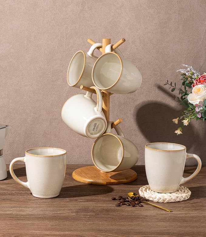 GBhome 12OZ Coffee Mugs Set of 6, Stoneware Coffee Mugs Set, Dishwasher & - Image 8