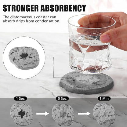 Diatomaceous Earth Coasters Set of 8，Cool Absorbent Quick-Dry Drink Coasters - Image 3