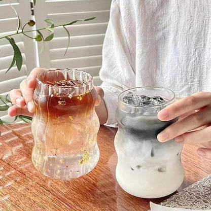 2 Pcs Ribbed Glass Cups, 18 Oz Vintage Drinking Glassware - Image 6