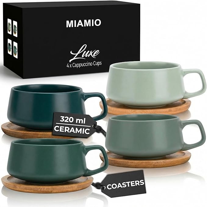 MIAMIO - Cappuccino Cup Set of 4, Wide - Luxe | Ceramic cappuccino cups and by MIAMIO
