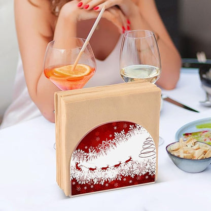 Napkin Holder Red Christmas Crystal Clear Acrylic Napkin Holders,Deer Paper Napkin Holder Dining Table Dispenser for Kitchen Restaurant Home Decor Bar Accessories