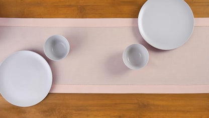 Solino Home Cotton Linen Table Runner Pink, Hemstitch Collection 14 x 36 in | - Image 4
