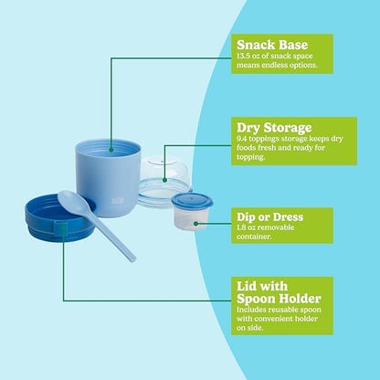 Tasty Travel Snack Cups with Spoons, On-The-Go Snacking, Divided Compartments - Image 3