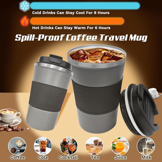 Vacuum Insulated Stainless Steel Travel Coffee Mug, Leak Proof Cup - Image 3