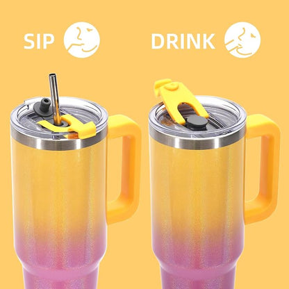 30 oz Shiny Tumbler with Handle and Straw, Stainless Steel Tumbler with Lid and - Image 3