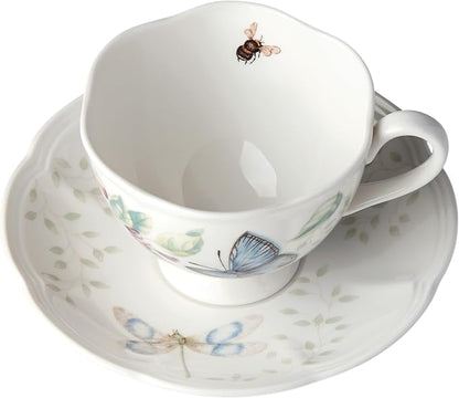 Lenox Butterfly Meadow Blue Porcelain Tea Cup and Saucer Set | Dishwasher safe - Image 2