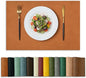 Artoid Mode Rust Faux Leather Placemats Set of 6, 12x18 Inch Waterproof Wipeable Heat Resistant Vinyl Place Mats, Reversible Table Mats for Fall Kitchen Dining Decor