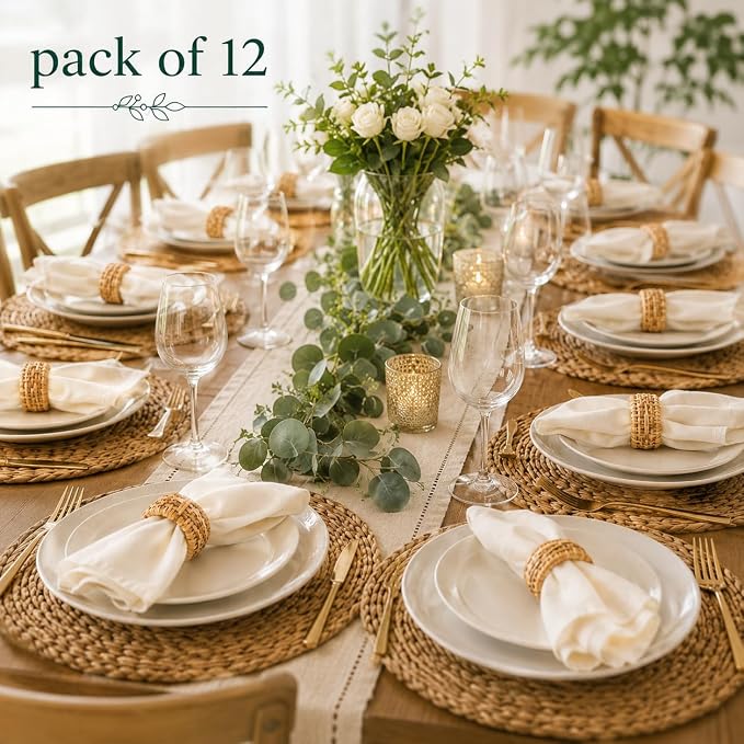 ALPHA Living HOME Natural Rattan Napkin Rings Set of 12 - Image 8