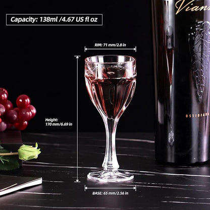 KAMMAK Wine Glasses Set of 2, 4.6 oz Hand Blown Crystal Bordeaux Wine Glasses, Thin Rim & Long Stem, Perfect for Red & White, Daily Use, Wedding Anniversary or Birthday Gift with Gift Box, Safari
