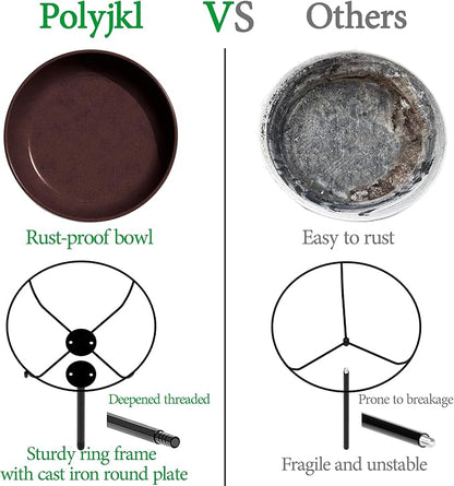 3" Deep Metal Bird Bath for Outdoors 40in Tall, Removable 13" Dia Birdbath Bowl - Image 4