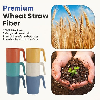 Homienly Wheat Straw Coffee Mugs, Alternative to Plastic Coffee Cups, - Image 3