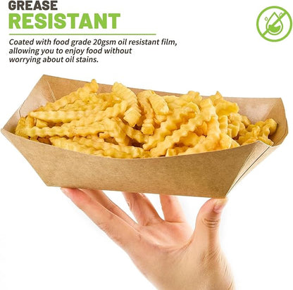 ZORRITA Large Paper Food Trays, 4 LB, 100 Pack | Disposable, Kraft Paper - Image 4