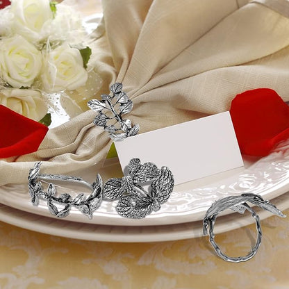 8 Pieces Herb Napkin Rings Set Vintage Leaf Napkin Holders Rings Glossy Holder - Image 6