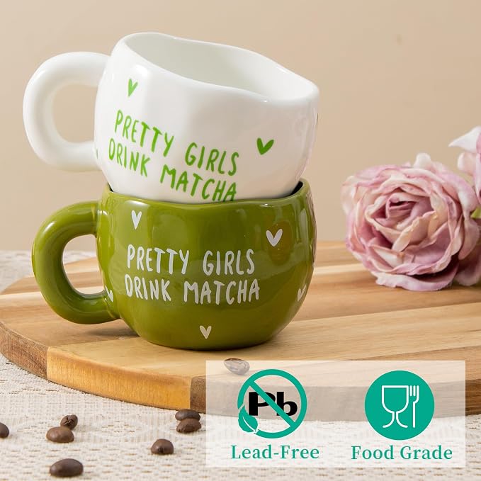 4pcs Ceramic Coffee Cups, 9.4OZ Cute Matcha Cup Set, Dishwasher Safe Green Tea - Image 5