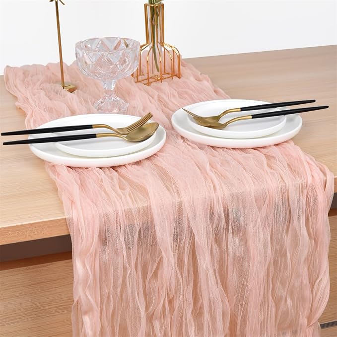 Peach Cheesecloth Table Runner Cheese Cloth Wedding Birthday Party Decor | 10Ft - Image 4
