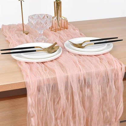 Peach Cheesecloth Table Runner Cheese Cloth Wedding Birthday Party Decor | 10Ft - Image 4