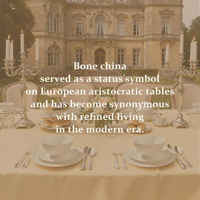 24Pc Textured White Bone China Set Service - Image 9