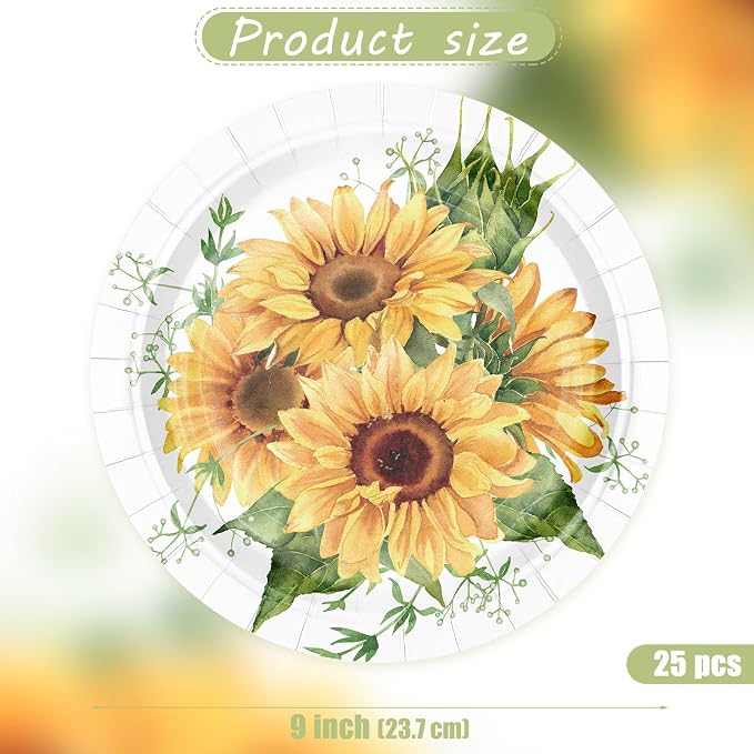 WRAPAHOLIC 25Pcs Sunflower Paper Plates - Image 2