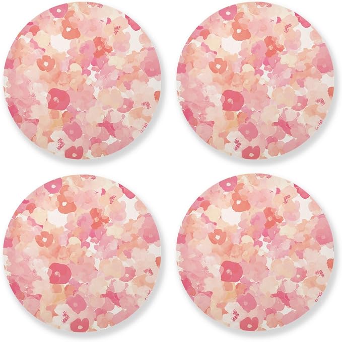 Red Glitter Texture 4 Piecing Set Round Coasters by KLL