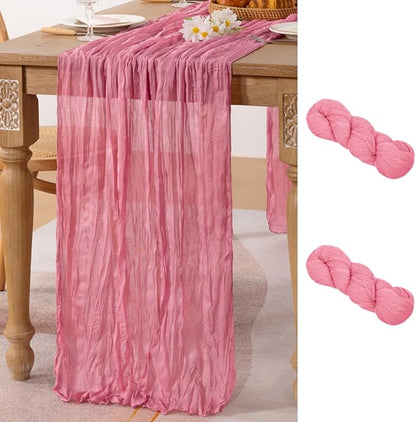 2 Pack Mauve Cheesecloth Table Runner10ft Rustic Sheer Gauze Runner | by MLMC