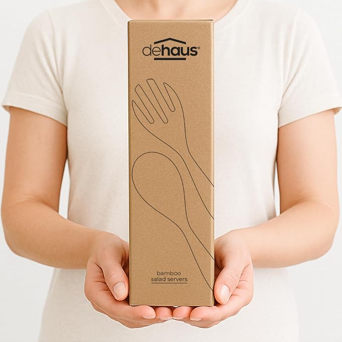 Dehaus® 12" Extra Large Bamboo Salad Servers - Image 6