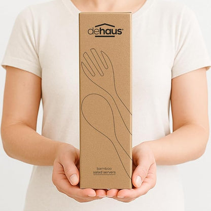 Dehaus® 12" Extra Large Bamboo Salad Servers - Image 6