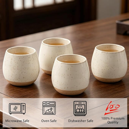 4pcs Japanese Tea Cups, 5.5OZ Vintage Espresso Cups, Handless Design Small - Image 5