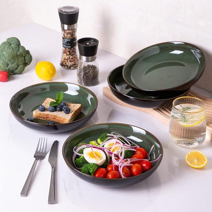 LERATIO 9.0" Ceramic Pasta Bowls Set of 4, 38oz Large Stoneware Bowls Set | - Image 4