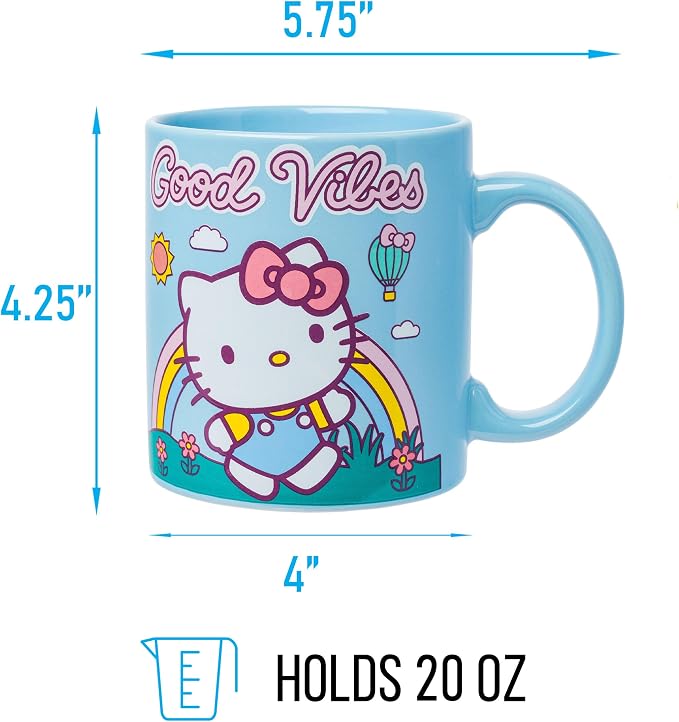 Silver Buffalo Sanrio Hello Kitty Good Vibes Quote, Ceramic Mug, 20oz | 0.59 - Image 2