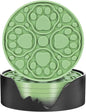 6 Pack Green Silicone Coasters with Holder, 4 Inches Non-Slip Decorative Coaster for Tabletop, Desk Dishwasher Safe Cup Mat for Bar, Drinks, Beer, Coffee