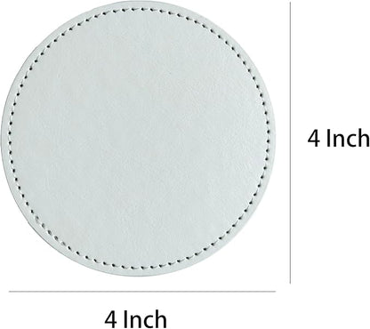 Set of 6 Leather Coasters, Round Coasters - Image 2