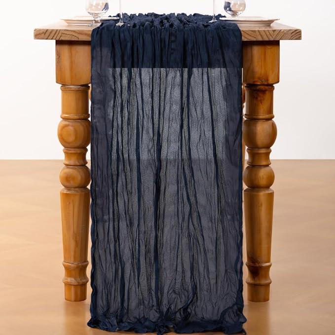 DeZerlor Navy Blue Cheesecloth Table Runners 6 Pack Christmas Runners | - Image 4