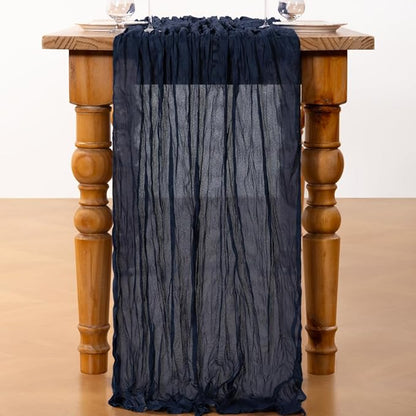 DeZerlor Navy Blue Cheesecloth Table Runners 6 Pack Christmas Runners | - Image 4