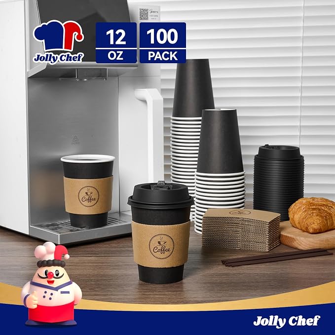 JOLLY CHEF 100 Pack 12 oz Coffee Cups - Image 5