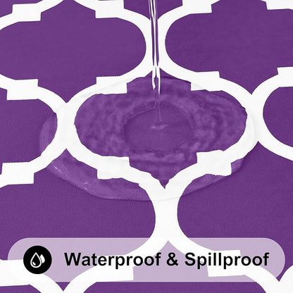 Smiry Rectangle Tablecloth, Waterproof Vinyl Tablecloths with Flannel Backing for Rectangle Tables, Wipeable Spillproof Plastic Tablecloth for Dining, Camping, Indoor and Outdoor (60"x84", Purple)
